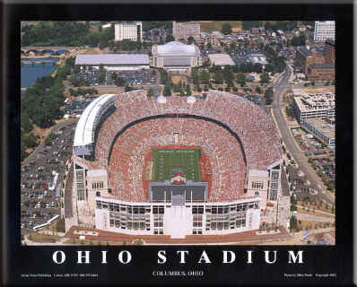Ohio Stadium Aerial Photo Framed Poster